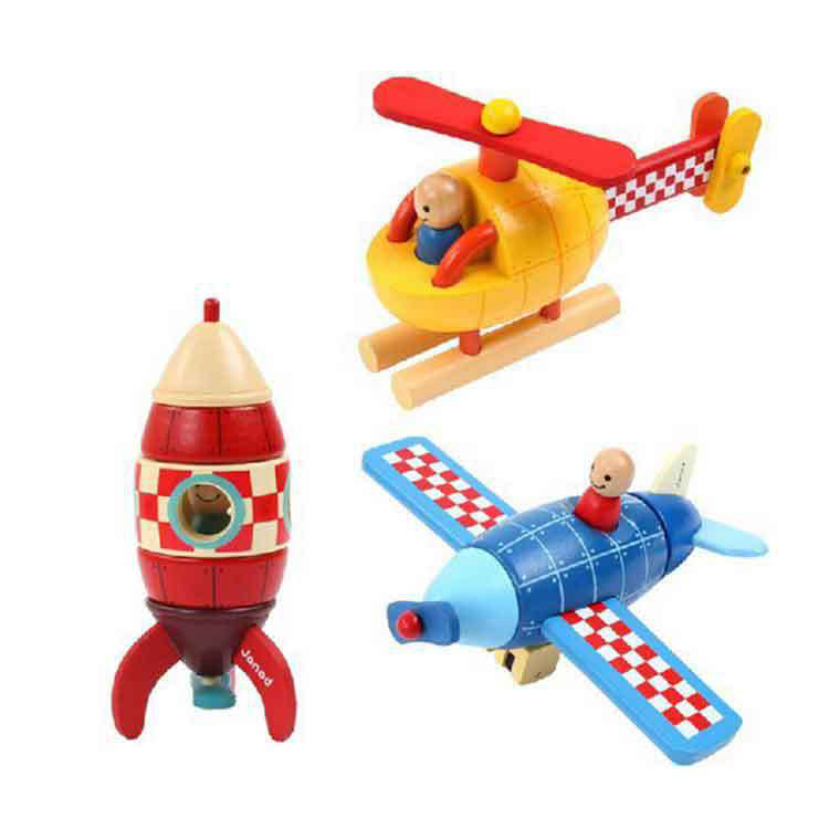 Children's Educational Toys Wooden Disassembly Aircraft Rocket Helicopter Model Magnetic Disassembly Toys