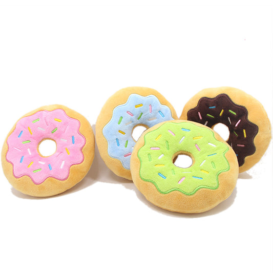 New Donut Pet Plush Toy 15cm Donut Christmas Series Dog Sound Toy