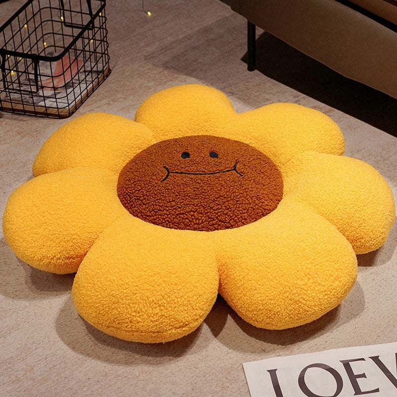 Cartoon Sunflower Flower Throw Pillow Sunflower Cushion Plush Sofa Cushion Bedroom Headrest Cushion Ins Window