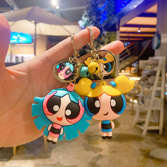 Cartoon Powerpuff Girls Keychain Anime Doll Bag Pendant Cute Ornament Wholesale Keychain