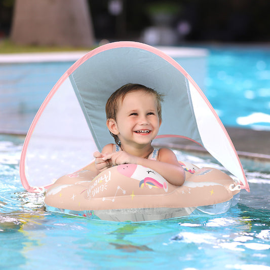 Swimbobo Baby Swimming Ring Lying Ring Children's Swimming Ring Armpit Ring Sunscreen Shade Pink Pony