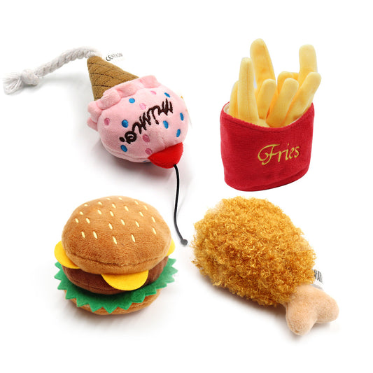 Dog Chewing Toy Combination Plush Hamburger Sounding Pet Interactive Supplies