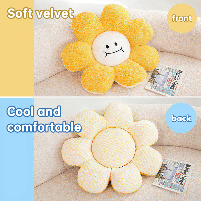 Cartoon Sunflower Flower Throw Pillow Sunflower Cushion Plush Sofa Cushion Bedroom Headrest Cushion Ins Window